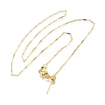 Brass Bar Link Chain Adjustable Slider Necklaces NJEW-M108-10G-1