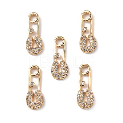 Brass Micro Pave Clear Cubic Zirconia Pendants KK-E068-VF262-1
