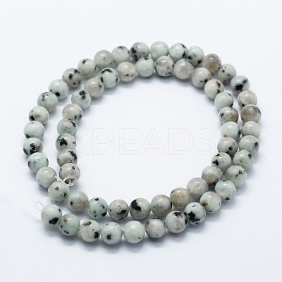 Natural Sesame Jasper/Kiwi Jasper Beads Strands G-I199-29-6mm-1