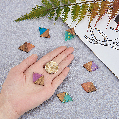 Transparent Resin & Walnut Wood Pendants RESI-CJ0001-72-1