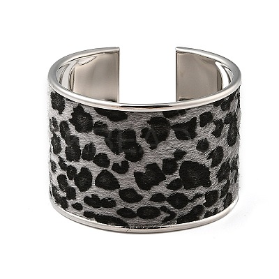 Alloy PU Open Cuff Bangles Bangles BJEW-U014-01P-01-1