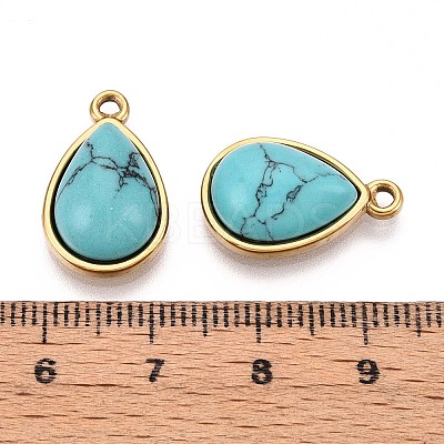 Synthetic Turquoise Teardrop Pendants STAS-N109-210C-G-1