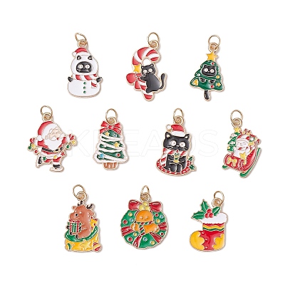 10Pcs Christmas Alloy Enamel Pendants PALLOY-JF04133-1