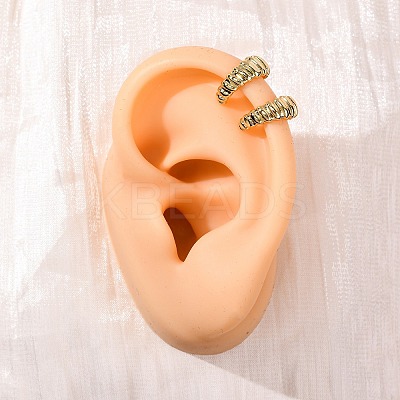 Brass Stripe C-Shaped Cuff Earrings EJEW-D332-05C-G-1