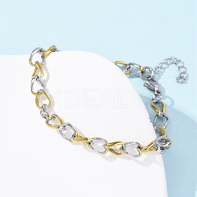 304 Stainless Steel Cuban Link Chains Bangles for Women BJEW-B150-08GP-1