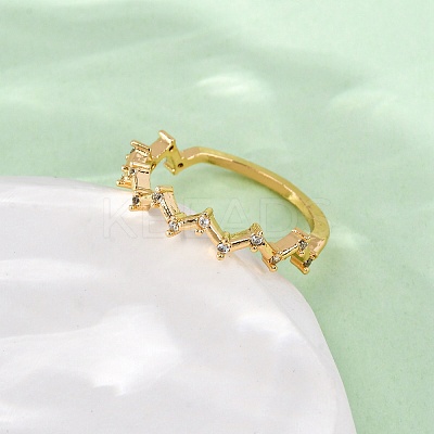 Brass Micro Pave Cubic Zirconia Finger Rings RJEW-C141-05G-1