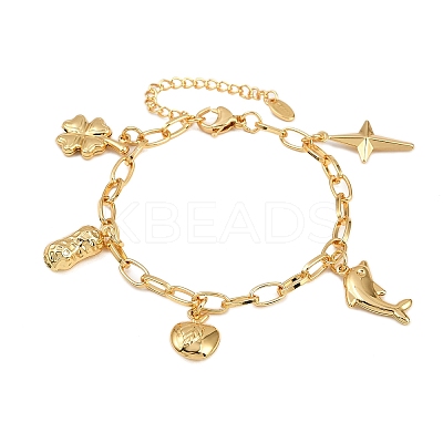 304 Stainless Steel Charm Bracelets BJEW-D359-01G-1