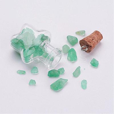 Clear Glass Bottle Natural & Synthetic Mixed Stone Pendant Decorations PALLOY-JF00294-1