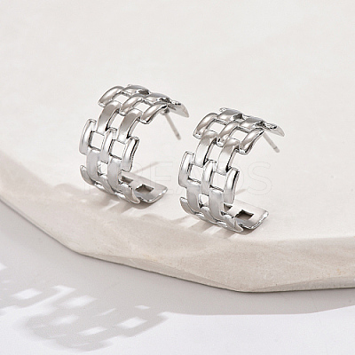 304 Stainless Steel Hollow Square Stud Earrings FS3223-2-1