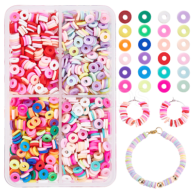 8Strands 4 Colors Handmade Polymer Clay Beads Strands CLAY-PH0001-54-1