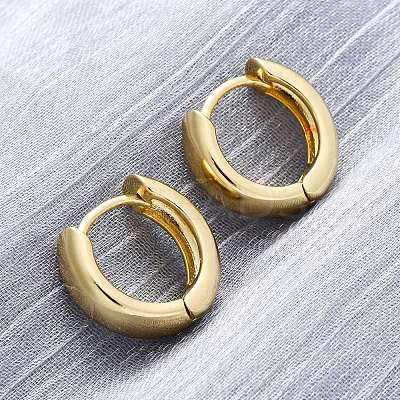 Brass Huggie Hoop Earrings EJEW-F260-06G-1