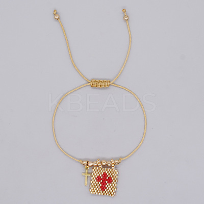 Bohemian Style Glass Seed Bead & 304 Stainless Steel Charm Bracelets BY1855-4-1