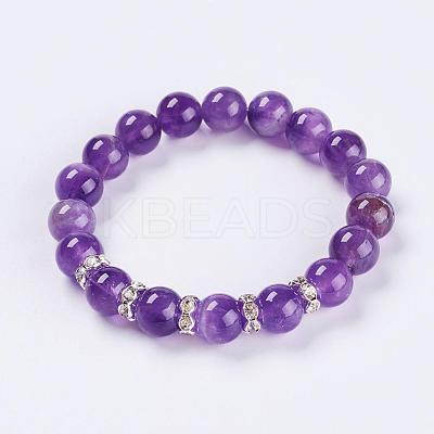 Natural Amethyst Stretch Bracelets BJEW-JB03210-05-1