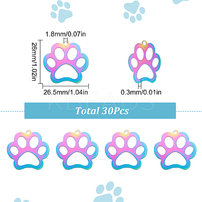 30Pcs Ion Plating(IP) 201 Stainless Steel Pet Pendants STAS-SC0004-97-1