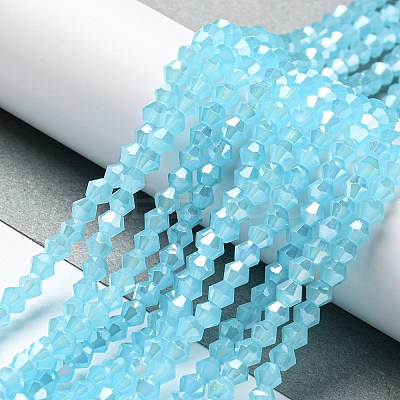 Imitation Jade Electroplate Glass Beads Strands GLAA-F029-J4mm-A03-1