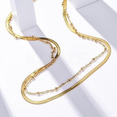 304 Stainless Steel Double Layered Necklaces LS-NJEW-U028-01G-1