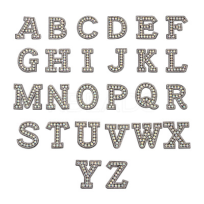 Alphabet Resin Rhinestone Patches DIY-TAC0005-45B-1