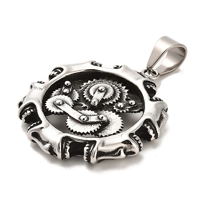Tibetan Style 304 Stainless Steel Pendants STAS-M334-17AS-1
