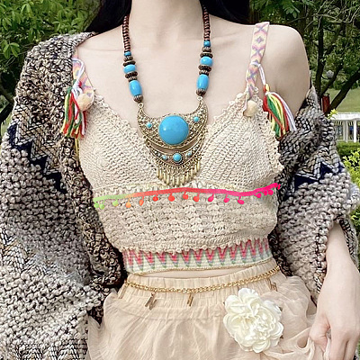 20 Yards Gradient Color Polyester Tassel Lace Trim OCOR-PH0001-93-1