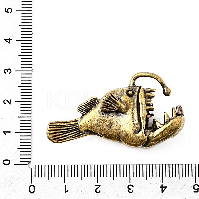 Brass Anglerfish Miniature Figurines Statues KK-S335-01AB-B-1