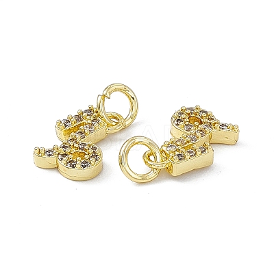 Real 18K Gold Plated Brass Micro Pave Clear Cubic Zirconia Charms KK-E068-VB411-10-1
