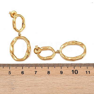304 Stainless Steel Oval Dangle Stud Earrings EJEW-I319-02G-1