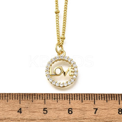 Brass Clear Cubic Zirconia Pendant Necklaces for Women NJEW-A039-02C-G-1