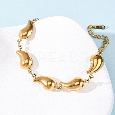 304 Stainless Steel Teardrop Shape Link Bracelets for Women BJEW-L706-05G-1