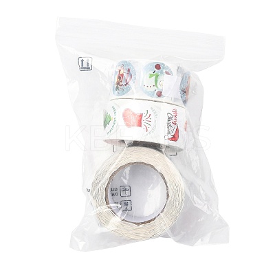 3 Rolls 3 Styles Christmas Round Dot Self Adhesive Paper Stickers Roll DIY-FS0010-32A-1