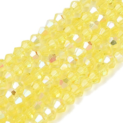 AB Color Plated Transparent Glass Beads Strands GLAA-G127-01N-1