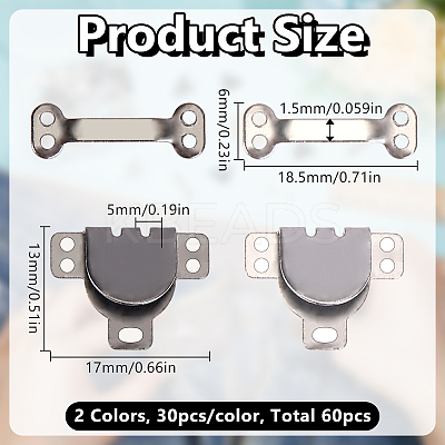 60Pcs 2 Colors Adjustable Alloy Suit Trouser Waist Concealed Button Hooks FIND-HY0004-67-1