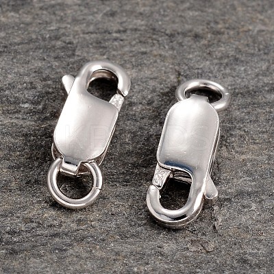 Anti-Tarnish Rhodium Plated 925 Sterling Silver Lobster Claw Clasps STER-K014-H154-12mm-P-1