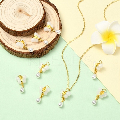 10Pcs Resin & Imitation ABS Pearl Pendants KK-YW0003-56-1