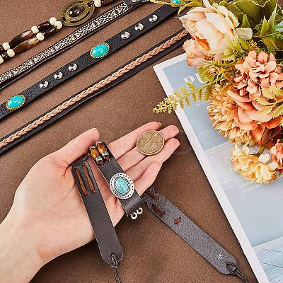 6Pcs 6 Styles Imitation Leather Southwestern Cowboy Hat Belt AJEW-CP0007-23-1