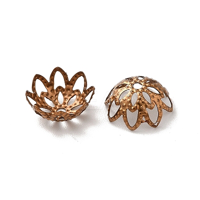 Ion Plating(IP) 304 Stainless Steel Flower Fancy Bead Caps STAS-G085-16CG-1