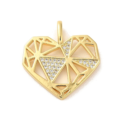 Rack Plating Brass Micro Pave Clear Cubic Zirconia Pendants KK-C047-14G-1
