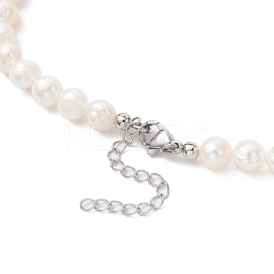 Natural Cultured Freshwater Pearl Two Sides Polished Beaded Necklaces for Women NJEW-JN05334-02-1