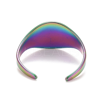 Ion Plating(IP) Rainbow Color 304 Stainless Steel Oval Chunky Open Cuff Ring for Women RJEW-C025-14M-1