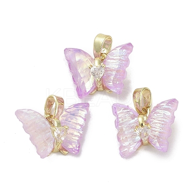 Real 18K Gold Plated Rack Plating Brass Micro Pave Cubic Zirconia Pendants KK-R161-06G-03-1