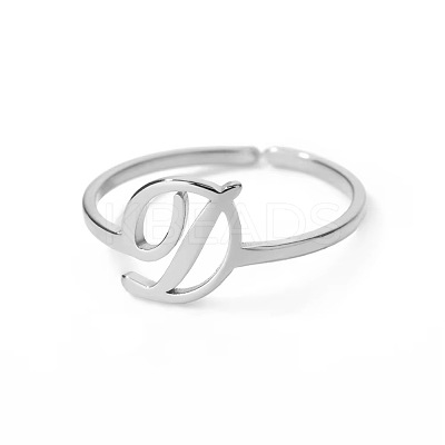 Adjustable 201 Stainless Steel Letter Open Cuff Rings for Women FS-WG61269-30-1