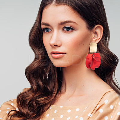 4 Pairs 4 Colors Exquisite Acrylic Petaline Dangle Stud Earrings EJEW-AN0002-10-1
