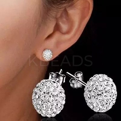 Brass Ball Stud Earrings EJEW-BB42387-A-1