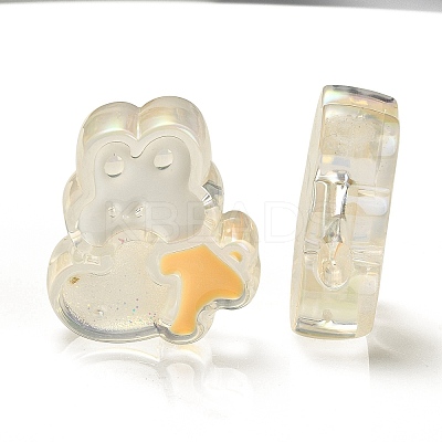 UV Plating Rainbow Iridescent Acrylic Enamel Beads OACR-G012-07C-1