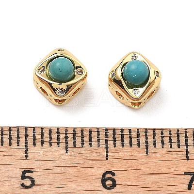 Brass Pave Synthetic Turquoise Rhombus Multi-Strand Links KK-B129-26A-01G-1