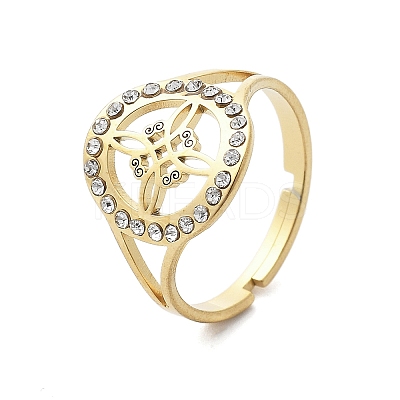 201 Stainless Steel Cuff Rings for Women RJEW-S395-03G-1-1