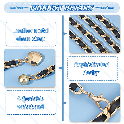2Pcs 2 Style Aluminum Link Chain Belts with Round & Heart Charms AJEW-FG0002-89-1