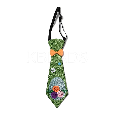 Easter Theme Egg Glitter Felt Necktie LS-AJEW-C030-01A-1