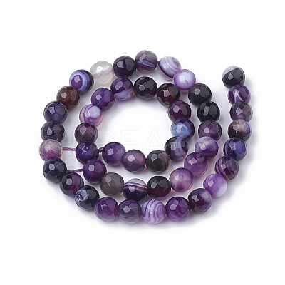 Natural Striped Agate/Banded Agate Beads Strands G-S281-51G-6mm-1
