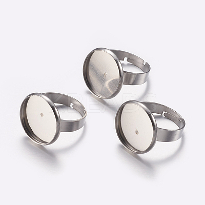Tarnish Resistant Adjustable 304 Stainless Steel Finger Rings Components STAS-F149-18P-C-1