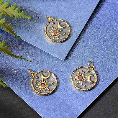 5Pcs Brass Micro Pave Cubic Zirconia Pendants ZIRC-SZ0001-73-1
